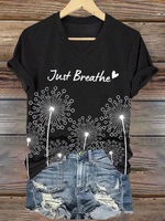 Just Breathe Dandelion V-neck Casual T-shirt