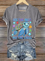 Autism Awareness See The Able Not The Label V-neck Casual T-shirt