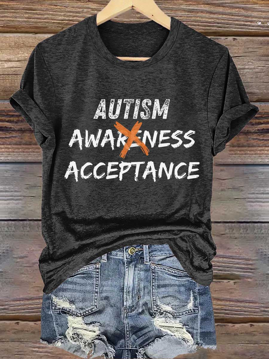 Autism Awareness Acceptance Print T- Shirt