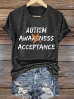 Autism Awareness Acceptance Print T- Shirt