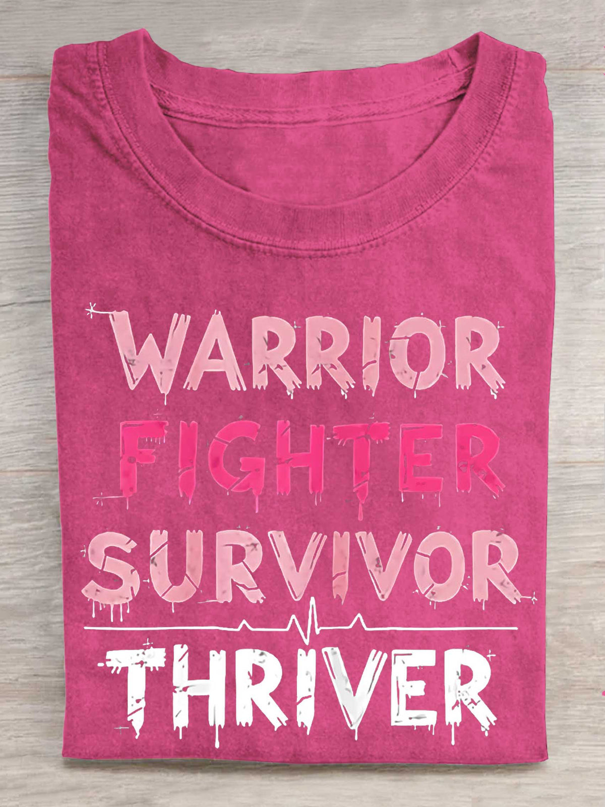 Warrior Fighter Survivor Thriver Breast Cancer Awareness Print T-shirt