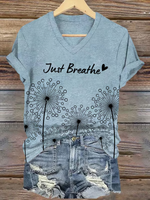 Just Breathe Dandelion V-neck Casual T-shirt
