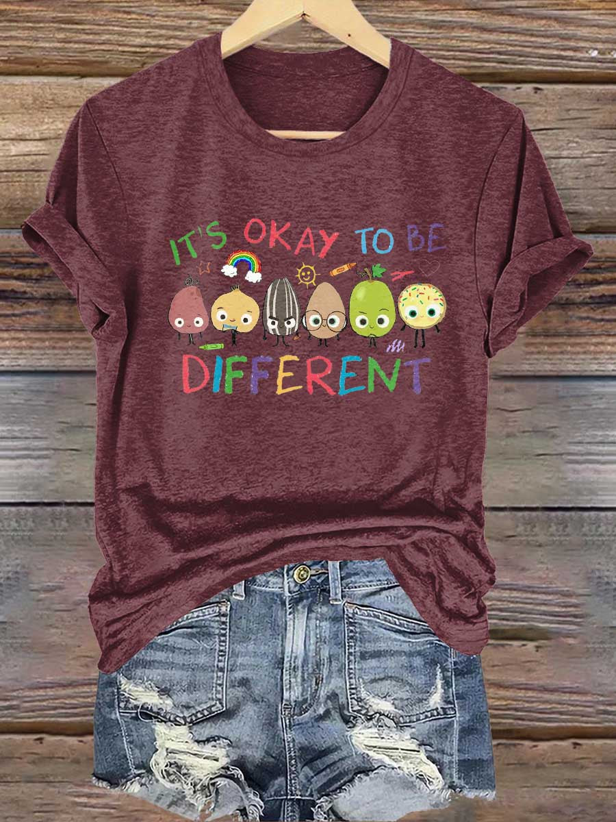 It's Okay To Be Different Autism Awareness Print T-shirt