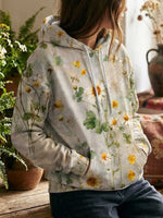 Floral Cotton Casual Hoodie Sweatshirt