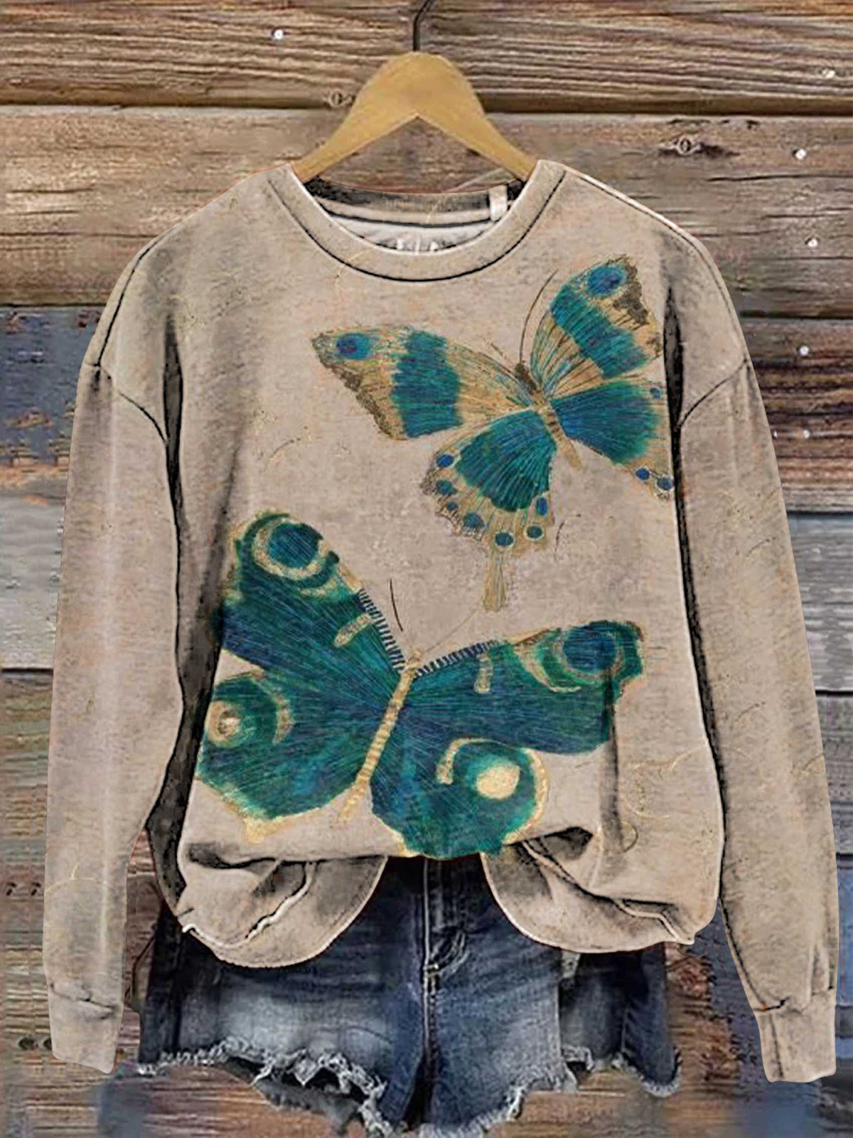 Butterflies Print Casual Sweatshirt