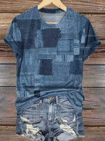 Patchwork Denim Print T-shirt