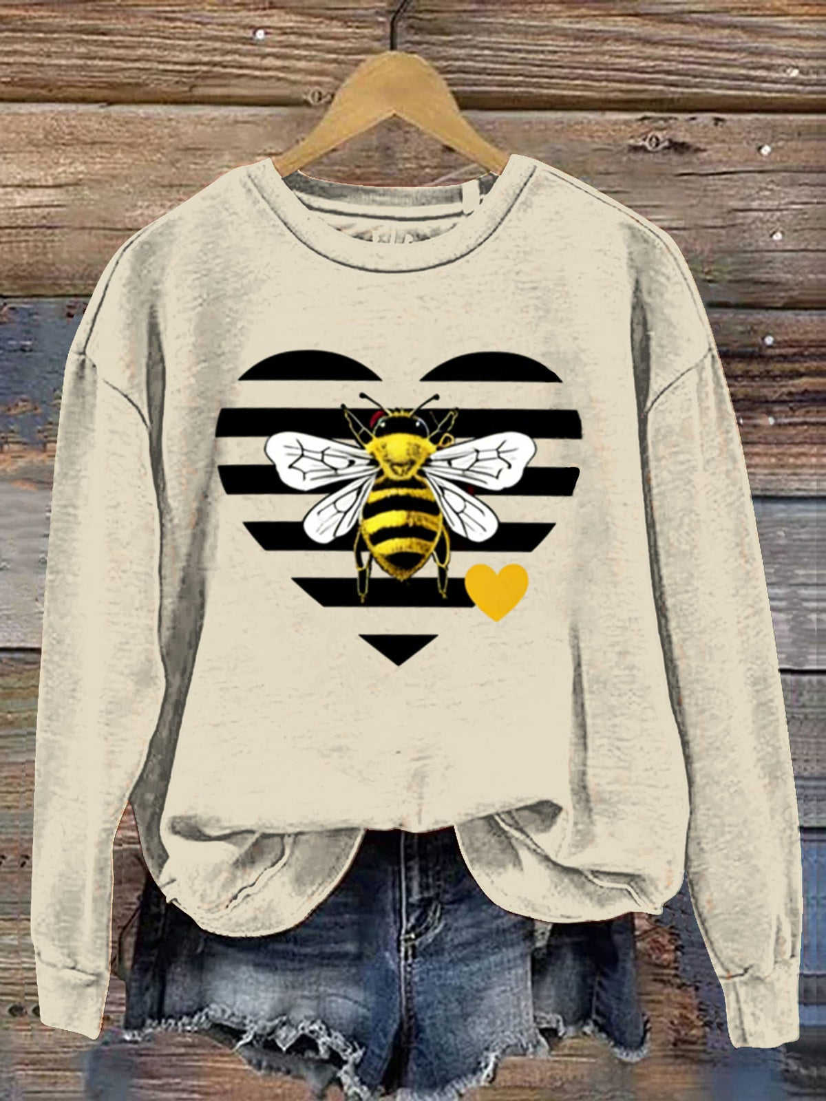 Bee Art Print Casual Sweatshirt