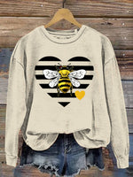 Bee Art Print Casual Sweatshirt