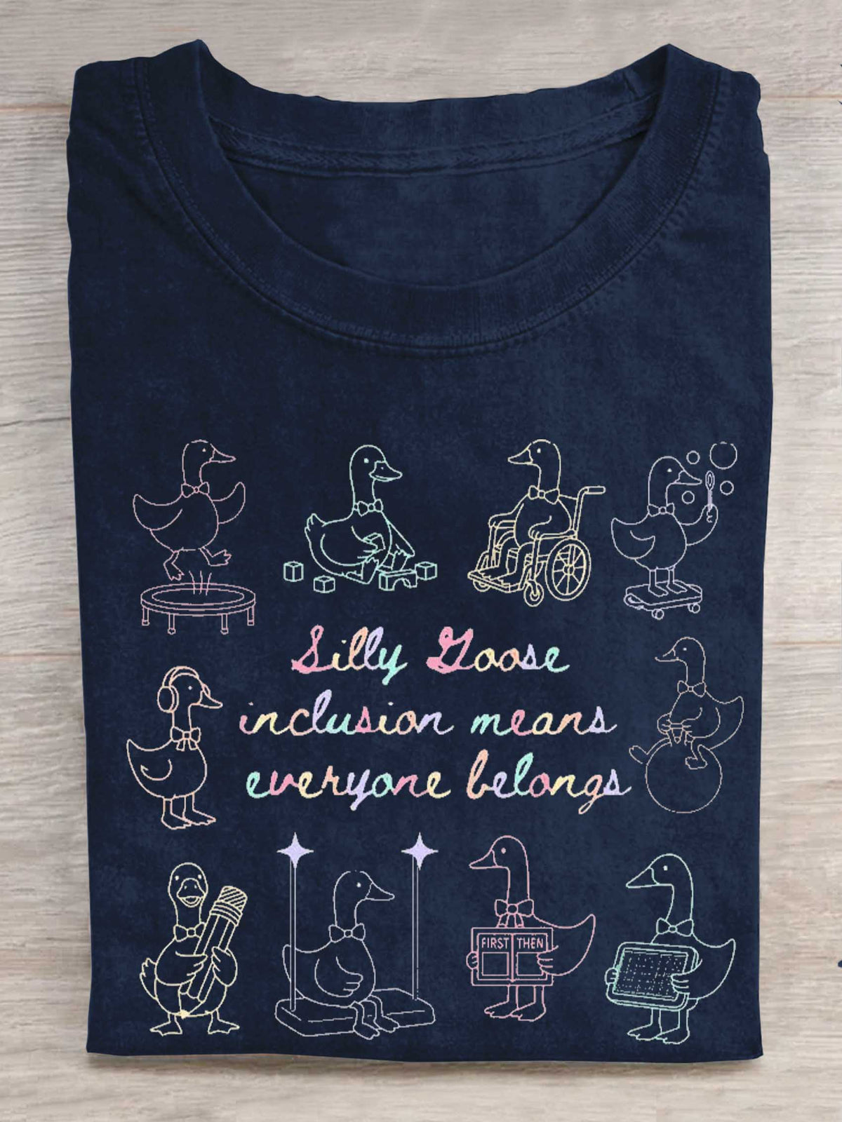 Silly Goose Inclusion Means Everyone Belongs Print T-shirt