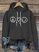 Peace And Love Art Print Casual Hoodie Sweatshirt Black / S