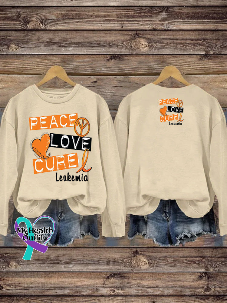 Peace Love Cure Multiple Sclerosis Print Casual Crew Neck Sweatshirt Beige / S