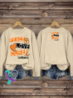 Peace Love Cure Multiple Sclerosis Print Casual Crew Neck Sweatshirt Beige / S