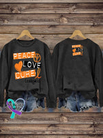 Peace Love Cure Multiple Sclerosis Print Casual Crew Neck Sweatshirt Black / S