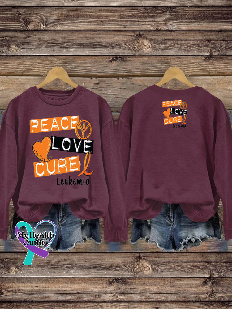 Peace Love Cure Multiple Sclerosis Print Casual Crew Neck Sweatshirt Brown / S