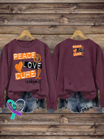 Peace Love Cure Multiple Sclerosis Print Casual Crew Neck Sweatshirt Brown / S