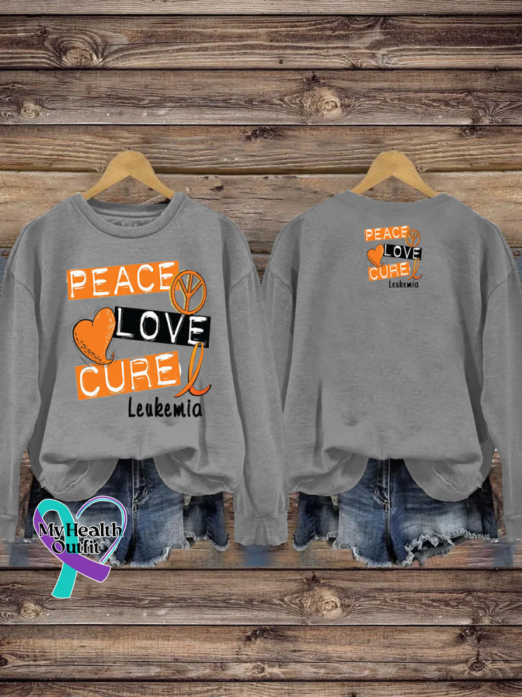 Peace Love Cure Multiple Sclerosis Print Casual Crew Neck Sweatshirt Grey / S