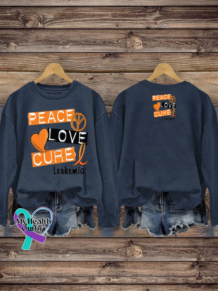 Peace Love Cure Multiple Sclerosis Print Casual Crew Neck Sweatshirt NavyBlue / S