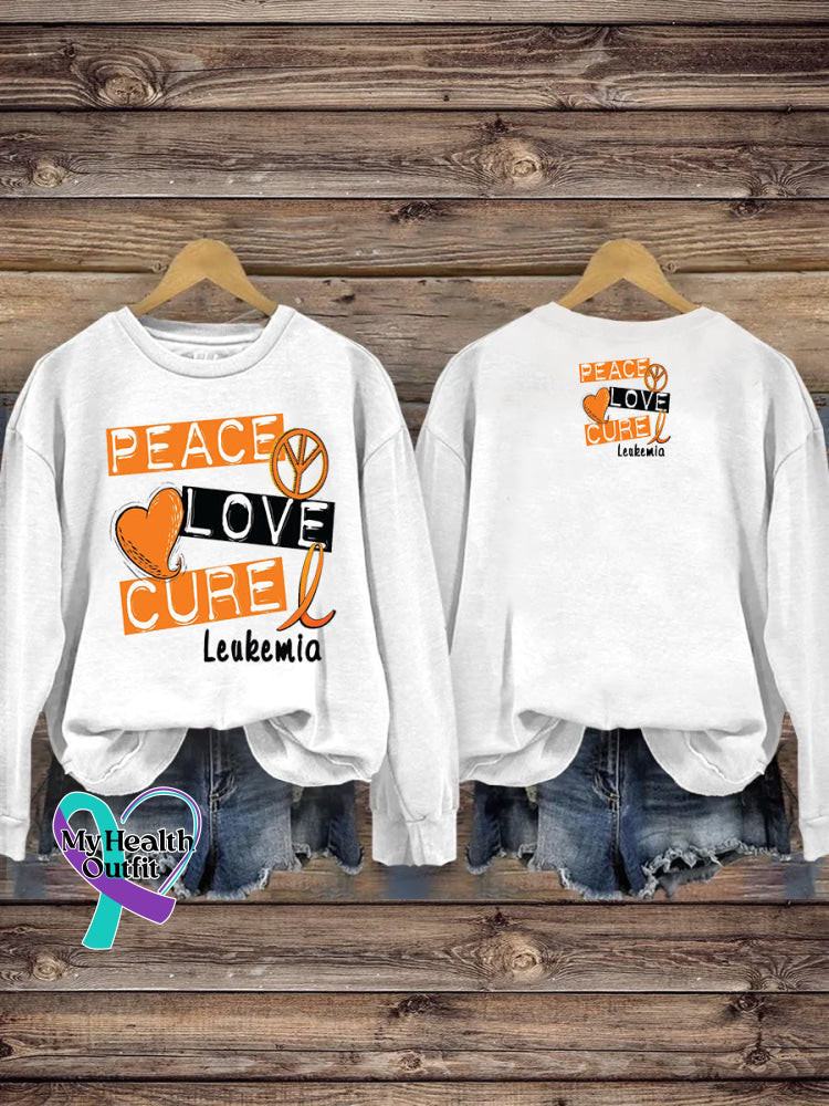 Peace Love Cure Multiple Sclerosis Print Casual Crew Neck Sweatshirt White / S