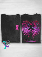 Pink Faith Hope Love Wings Breast Cancer Awareness T Shirt Crew neck T shirt / S
