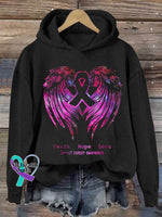 Pink Faith Hope Love Wings Breast Cancer Awareness T-Shirt Hoodie / S