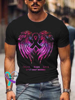 Pink Faith Hope Love Wings Breast Cancer Awareness T-Shirt Men’s / S