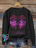 Pink Faith Hope Love Wings Breast Cancer Awareness T-Shirt Sweatshirt / S