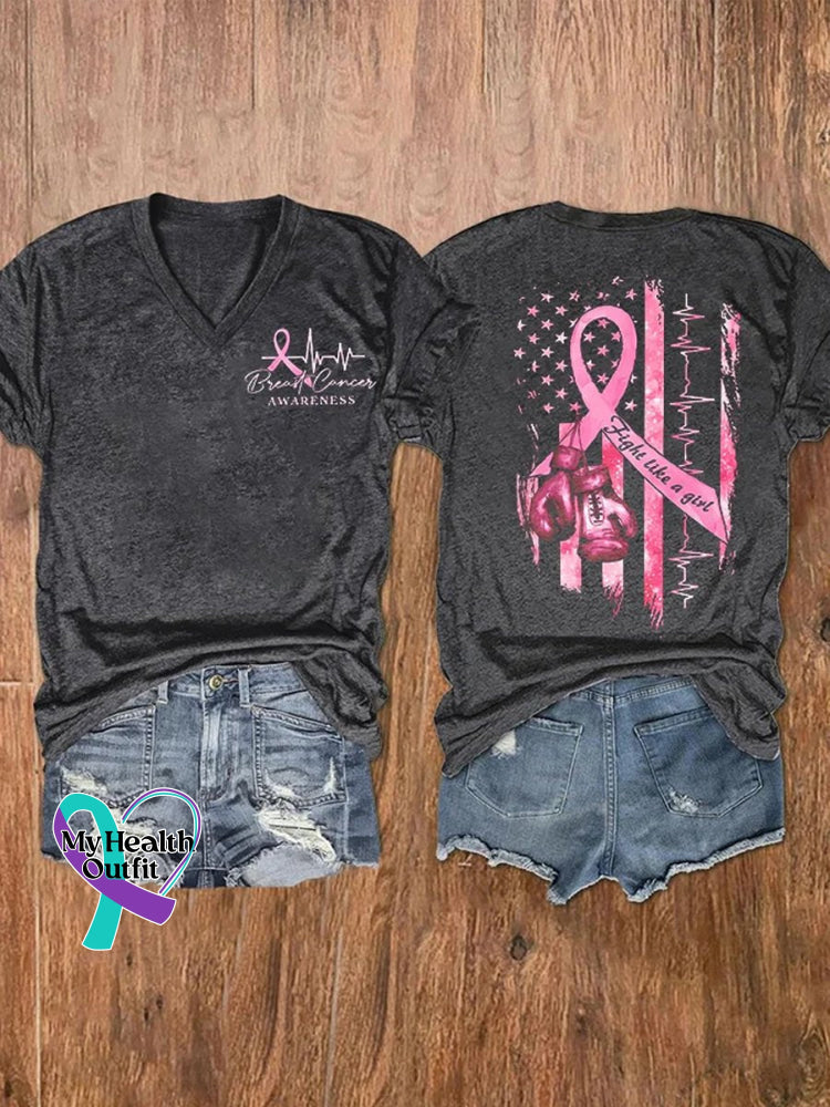 Pink October Breast Cancer T-Shirt Gray / S