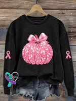 Pink Pumpkin Vintage Print Casual Sweatshirt Black / S