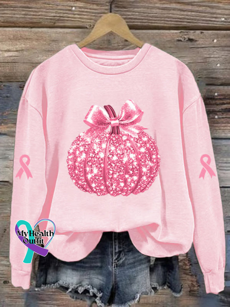 Pink Pumpkin Vintage Print Casual Sweatshirt LightPink / S