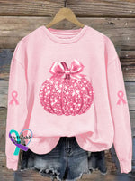Pink Pumpkin Vintage Print Casual Sweatshirt LightPink / S