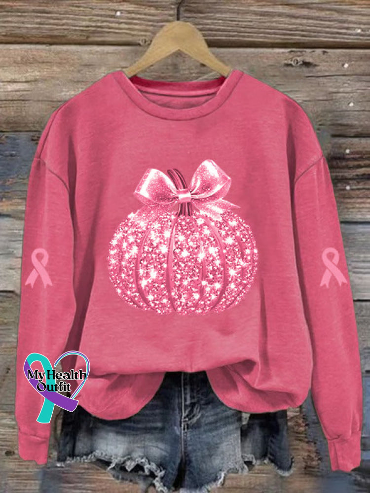 Pink Pumpkin Vintage Print Casual Sweatshirt Pink / S