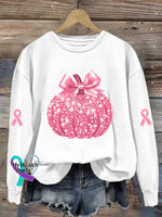 Pink Pumpkin Vintage Print Casual Sweatshirt White / S
