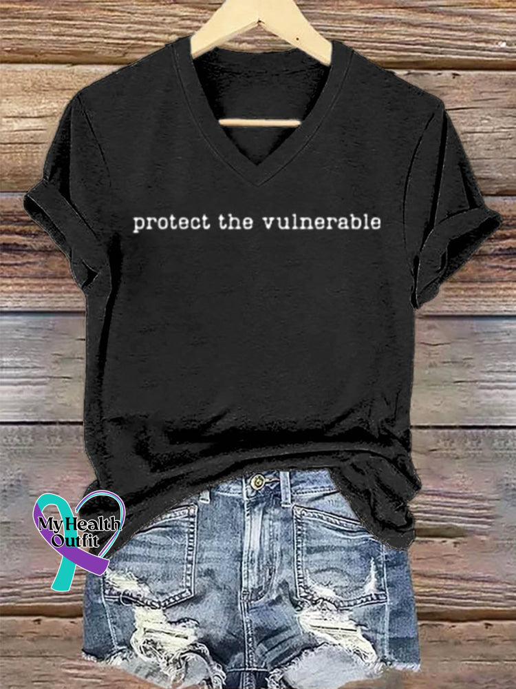 Protect The Vulnerable Art V-neck Casual T-Shirt Black / S