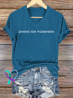 Protect The Vulnerable Art V-neck Casual T-Shirt Blue / S