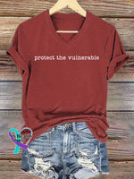 Protect The Vulnerable Art V-neck Casual T-Shirt Red / S