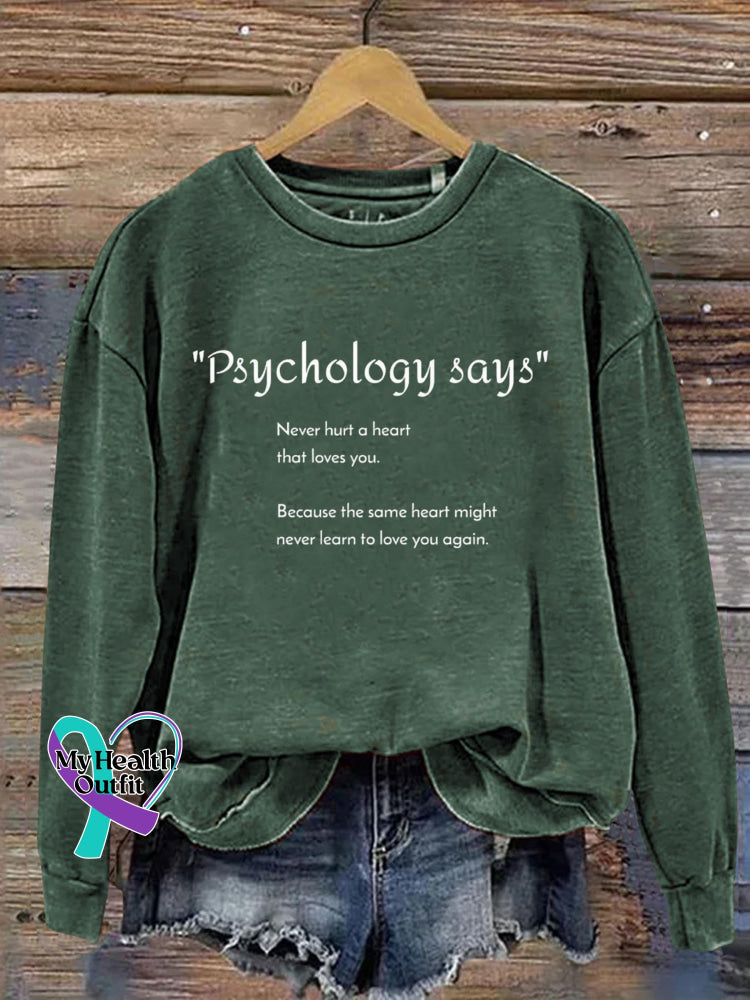 Psychology Says Art Print Pattern Casual Sweatshirt Green / S