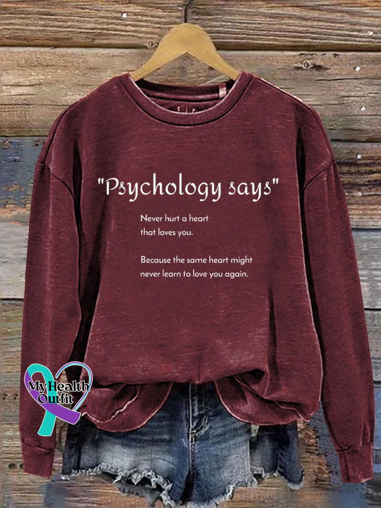 Psychology Says Art Print Pattern Casual Sweatshirt Red / S