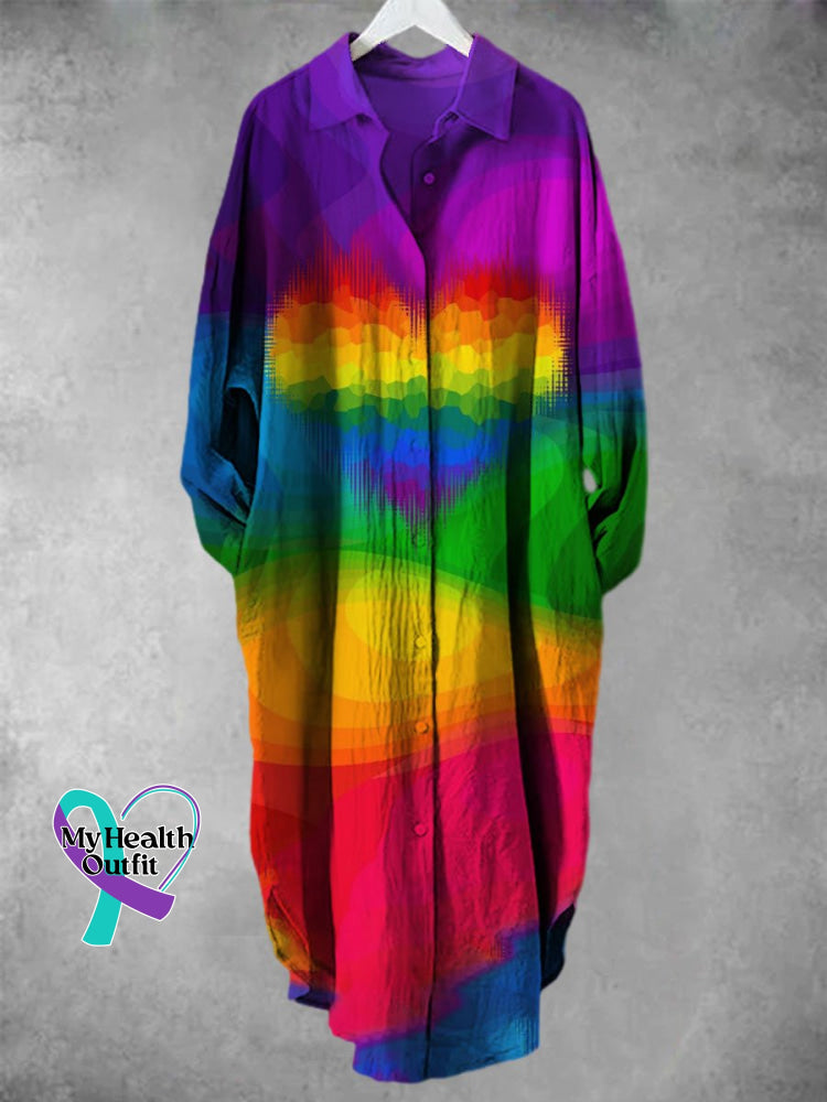 Rainbow Color Art Print Long Skirt Muilticolor / S