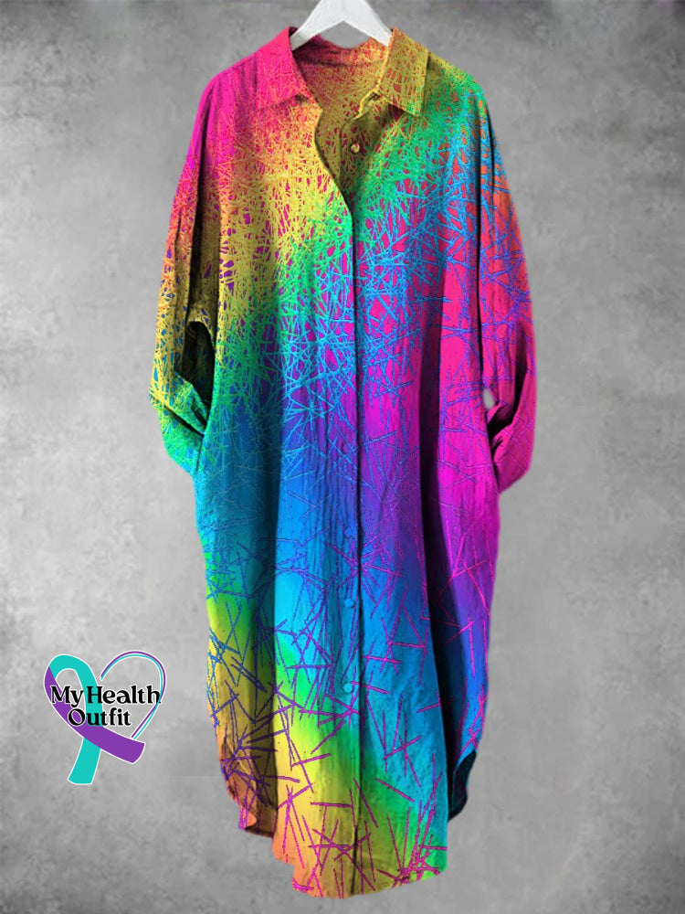 Rainbow Color Art Print Long Skirt Muilticolor / S