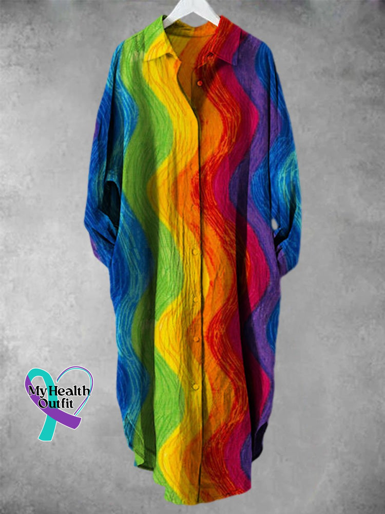 Rainbow Color Art Print Long Skirt Muilticolor / S