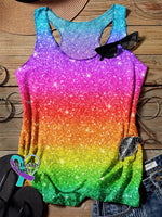 Rainbow Gradient Art Design Print Tank Top Muilticolor / S