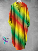 Rainbow Gradient Red Yellow Green Art Print Long Skirt Muilticolor / S