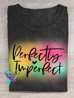 Rainbow Perfectly Inperfect Art Print Design T-Shirt Black / S