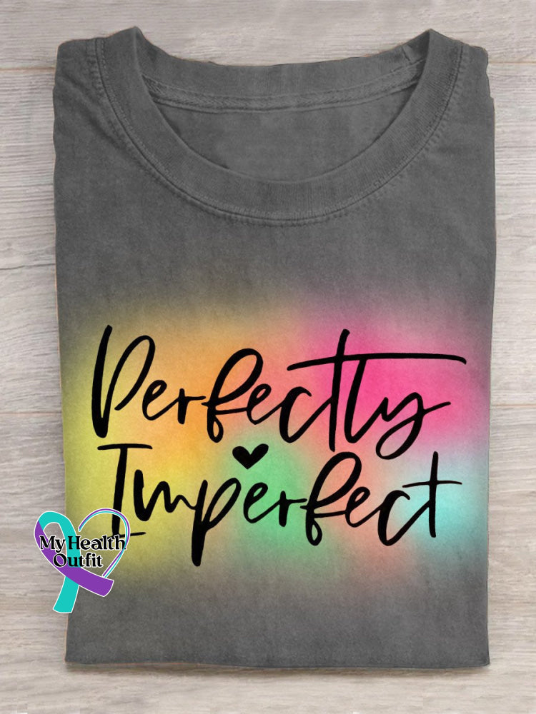 Rainbow Perfectly Inperfect Art Print Design T-Shirt Grey / S