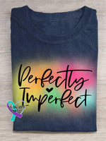 Rainbow Perfectly Inperfect Art Print Design T-Shirt Navy Blue / S