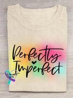 Rainbow Perfectly Inperfect Art Print Design T-Shirt Sand / S
