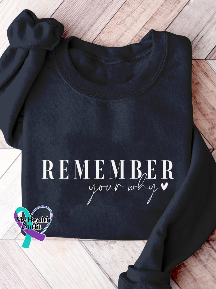 Remember Your Why! Print Casual Sweatshirt Navyblue / S