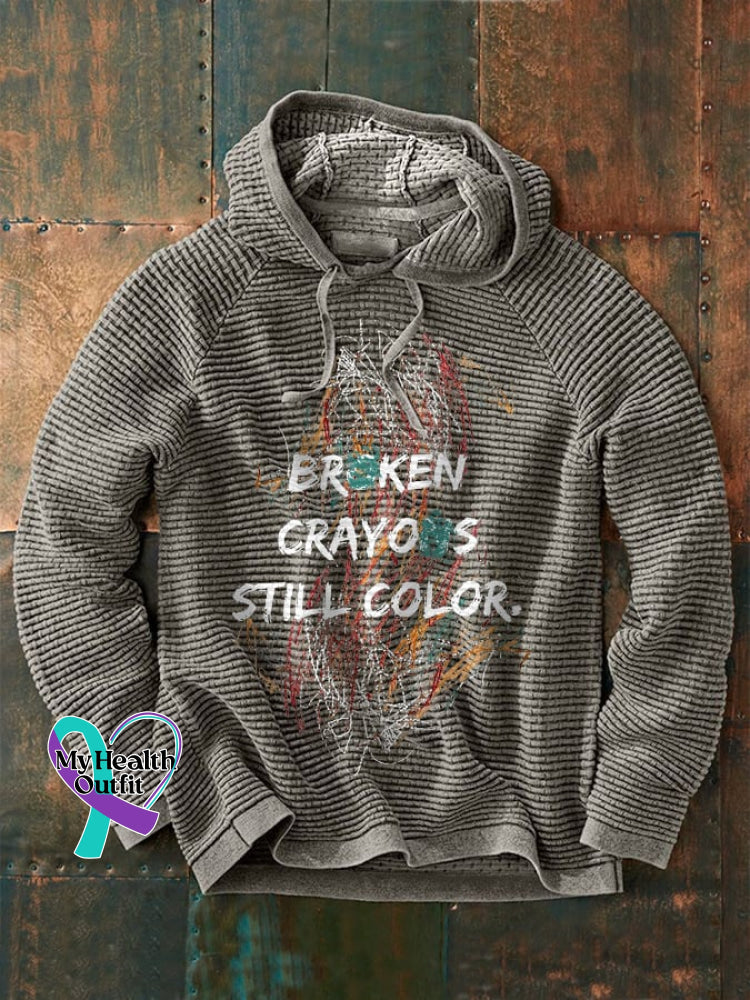 Retro Broken Crayons Still Color Print Hoodie Grey / S