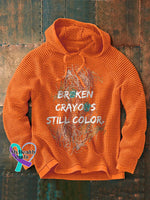 Retro Broken Crayons Still Color Print Hoodie Orange / S
