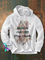 Retro Broken Crayons Still Color Print Hoodie White / S